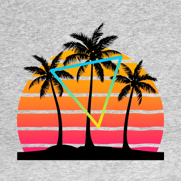 Sunset 80s Palm Tree Art by AlondraHanley